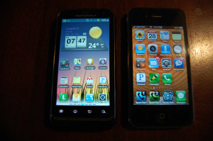 Defy XT vs iPhone 4 - front