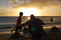 Mr. and Little MM, making stuff on the beach as usual