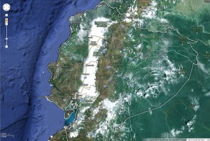 Try visiting Ecuador using Google Earth. It is an amazing place - the Eastern half is almost pure Amazon rainforest.