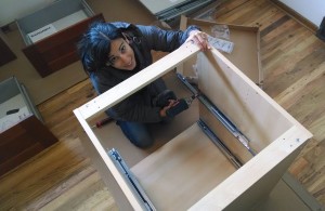 Mrs. Money Mustache builds a drawer unit for the new kitchen