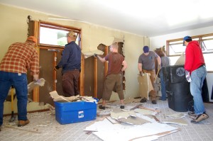 Early in this project, this group of volunteer Mustachians stopped by to help destroy this room, among other things. (At least I was able to pay them with beers and dinner at my place)