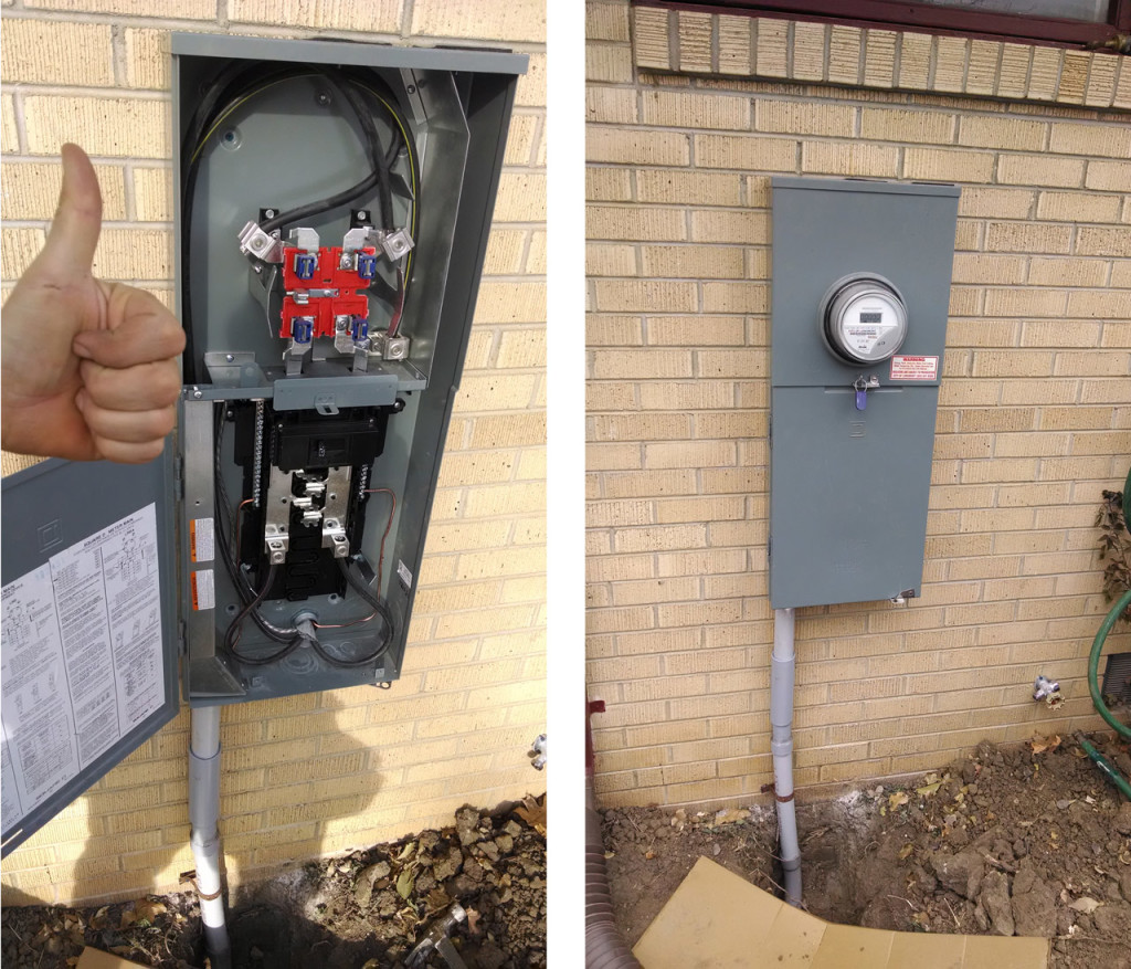 After: My spiffy install job is capped by a new digital meter with Zero kilowatt hours on the clock. Ahh, new beginnings.